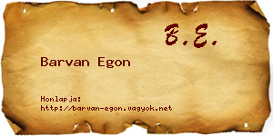 Barvan Egon névjegykártya